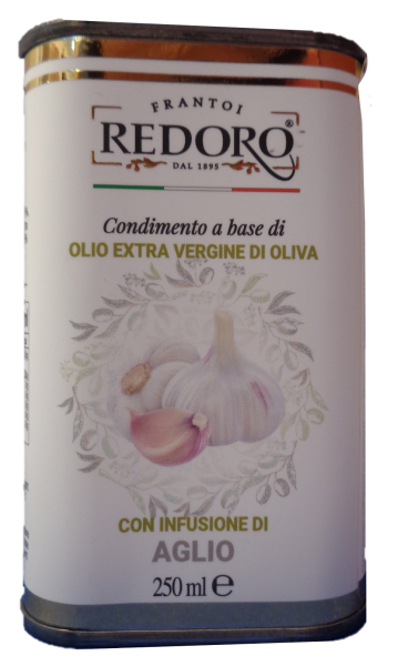 Olivenöl aromatisiert mit Knoblauch in Dose 250ml | Redoro
