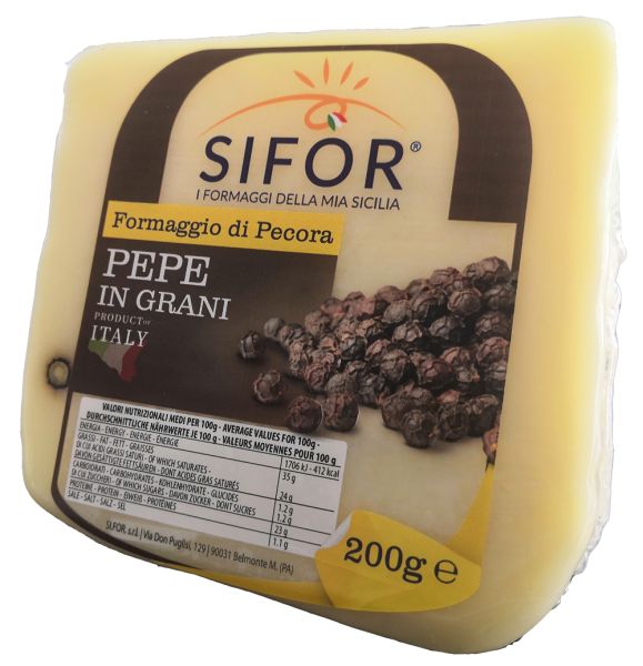 Schafskäse mit schwarzem Pfeffer aus Sizilien 200g | Sifor