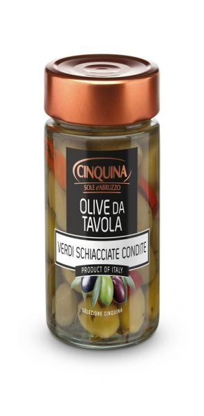 Olive da tavola, grün, gedrückt und gewürzt 320g/Cinquina