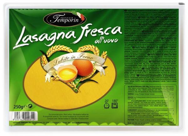 Lasagna all´uovo fresca, mit Ei frisch 250g/Temporin