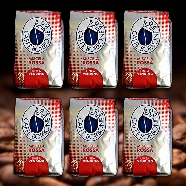 6x Miscela Rossa Kaffee 1 Kg ganze Bohnen | Caffe Borbone