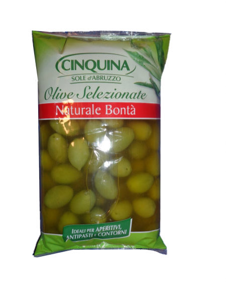 Grüne Oliven in Salzlake, Giganti 500g/Cinquina