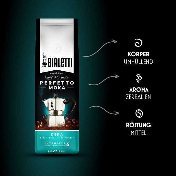 Caffé Perfetto Deka gemahlen in Beutel 250g/Bialetti