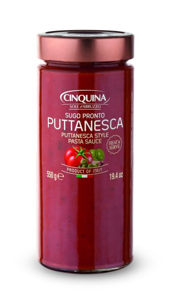 Sugo alla Puttanesca mit Kapern und Oliven 580ml (540g) | Cinquina