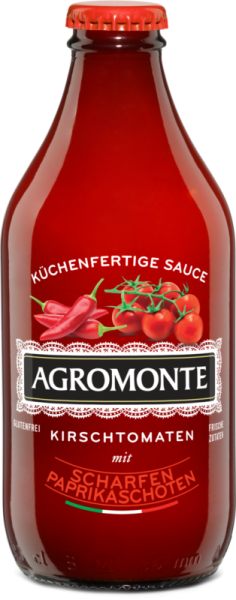 Fertige Tomatensoße aus Kirschtomaten mit scharfen Chili 330g | Agromonte